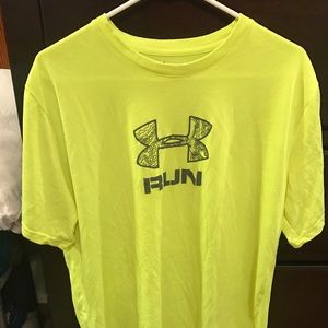 Yellow Under Armour running shirt. Heat gear